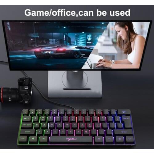 Gaming Keyboard RGB Lighting 61-key Mini Keyboard Adjustable Multiple Shortcut Key Combinations For Desktop Drop Shipping