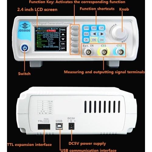 JDS6600-30M Dual Channel Full Digital Control DDS Arbitrary Wave Function Signal Generator Pulse Signal Frequency Range 0-30MHz