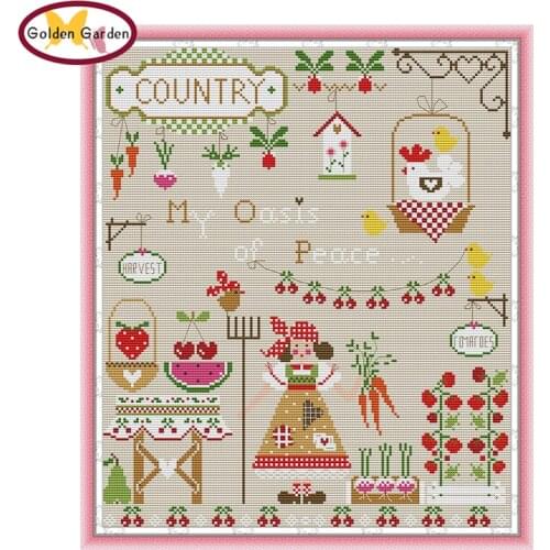 GG Carrot Farm Paintings Cross Stitch Embroidery Needlework Set Joy Sunday 14CT11CT DIY Counted Cross Stitch Kit for Home Decor