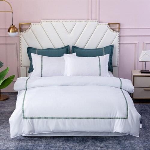 White 4 Pcs Bedding Set Classic Luxury Bed Sheet Comforter Duvet Cover Double King Size Hotel Home Textiles with Pillowcases