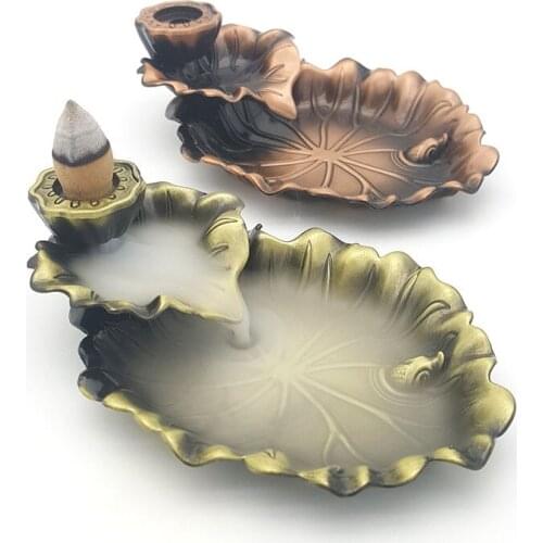 Lotus Backflow Incense Burner Home Zen Tea Ceremony Indoor Alloy Antique Bronze Bronze Creative Wonderland Ornamental Ornaments