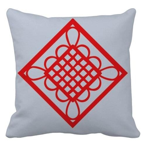 Diamond Red Chinese Knot Paper Cut Throw Pillow Square Cover