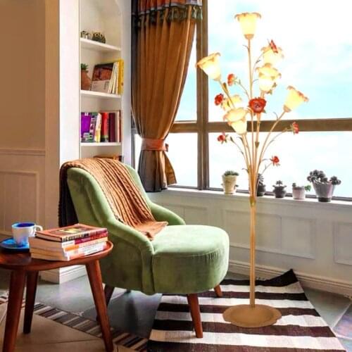 Korean style garden floor lamp living room floor lamp study room lamp bedroom floor lamps for living room Rose flower 85-240V