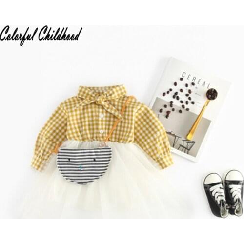 Summer Baby Girls Dress Plaid+Lace desian Cotton Dress Children Infant Cute Party Princess kids Dresses 0-24M