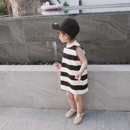 Girls Striped Summer Dress Kids Striped Casual Beach Party Holiday Sundress Children Baby Clothes T-Shirt Cotton