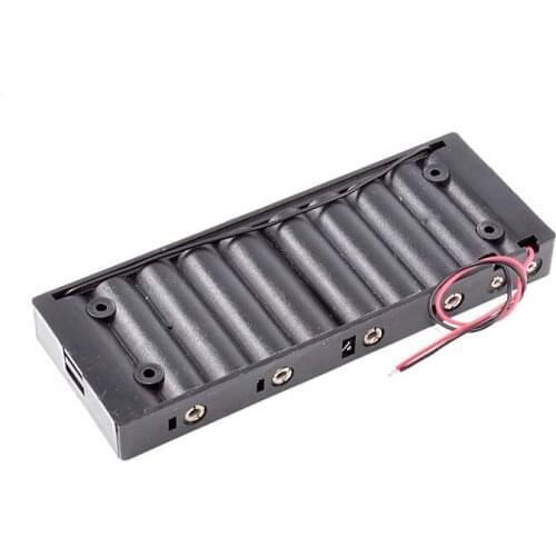 MasterFire 500pcs/lot 10 X 1.5V AA Batteries Holder Plastic Shell 10 Slots 15V Battery Storage Box Case Double With Wire Leads