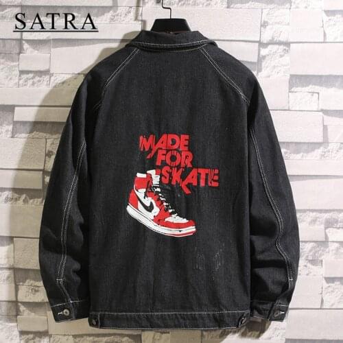SATRA 2021 Spring New Arrival Classic Cowboy Ripped Jeans Jacket Men, Mens Fashion Trend Casua Loose Denim Jacket coat