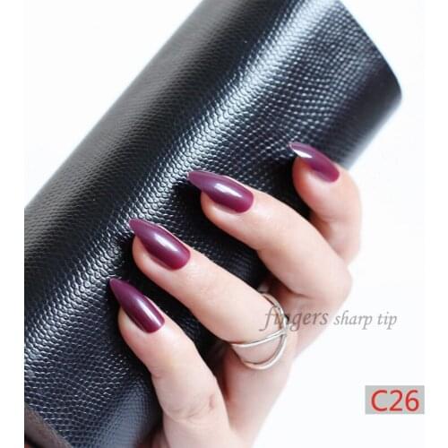 24pcs Solid color pointed hand finger false nail.Fashion must be Vampire color C26