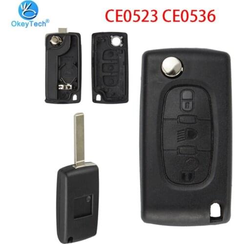 OkeyTech 2 3 4 Button Remote Car Key for Peugeot 207 307 308 407 Citroen C2 C3 C4 C5 Flip Key Case Shell CE0523 CE0536 HU83 VA2