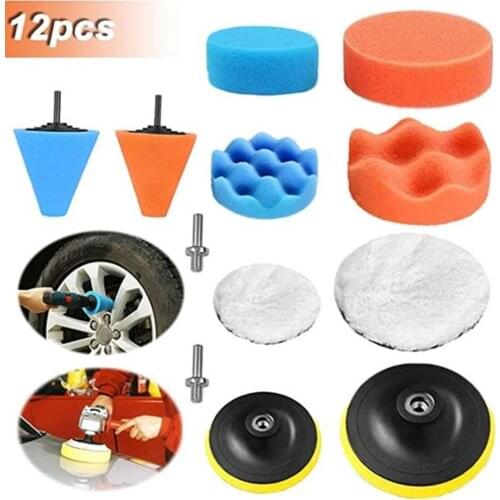 12pcs Sponge Car Polisher Waxing Pads Buffing Kit for Boat Car Polish Buffer Drill Wheel polisher Removes Scratches