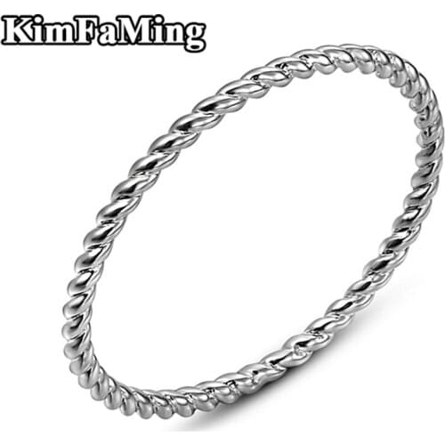 Slim Plain 925 Silver Twisted Rings for Young Grils in Fine Jewelry Party Gift NR066