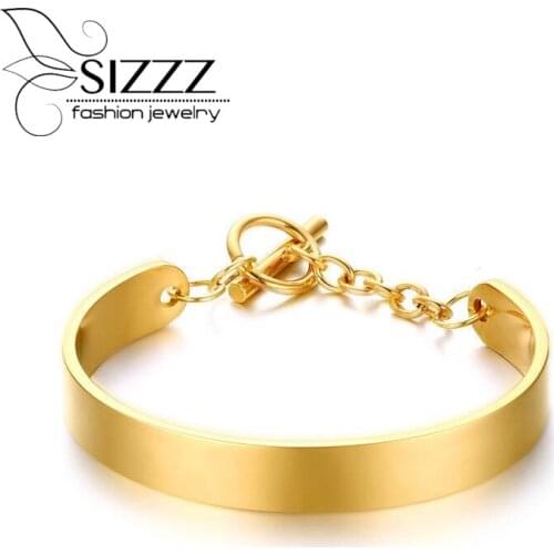SIZZZ 3 Color Optional 10MM Wide 6CM Diameter Stainless Steel Personality Bracelet Bangle For Women