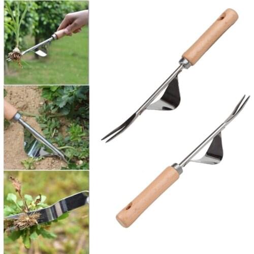 Weed Puller Hand Tool, Heavy Duty Stainless Steel w/ Ergonomic and User-Friendly Wood Design Handle My17 21 Dropshipping