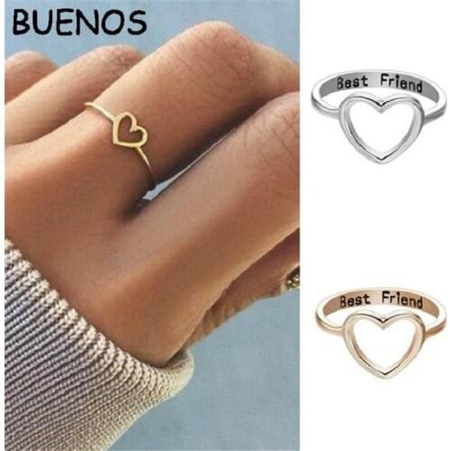 BUENOS Best Friend New Fashion Rose Gold Color Heart Shaped Wedding Ring for Woman CE0616