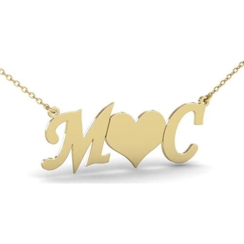 Bridal Jewelry Gold Silver Color Personalized Custom Initial Pendant Necklace Personalized Heart Name Necklace Women Handmade