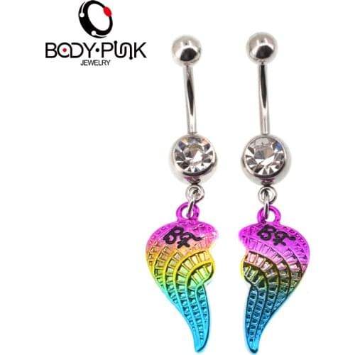Body Punk Jewelry Steel Rainbow BF Heart Dangle Belly Button Ring Beautiful Navel Piercing Sex Body Jewelry High Quality 2017
