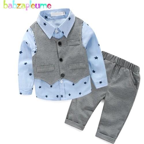 3PCS/0-2Years/Spring Autumn Baby Boys Clothes Gentleman Suit Vest+T-shirt+Pants Newborn Clothing Set 1st Birthday Outfits BC1169