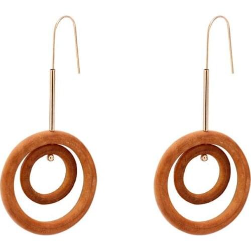 2020 New Fashion Bamboo Circle Drop Earrings For Women Boho Korea Handmade Wooden Long Earrings Jewelry