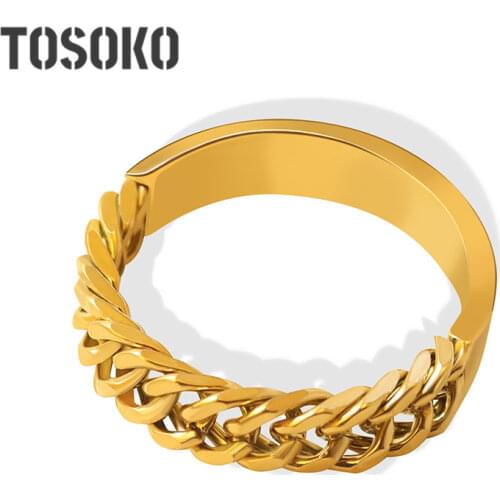 TOSOKO Stainless Steel Side Chain Ring Personality Splicing Ring For Female BSA031