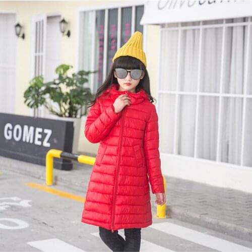 2019 Girls Winter Down Jackets5-14Y Kids Jacket Hooded Long Sections Children Clothes Warm Outerwear Snowsuit 5 Colour