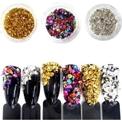 1 Pot Irregular Gravel Crushed Stone DIY Tips 3D Manicure Nail Art Decoration Newest