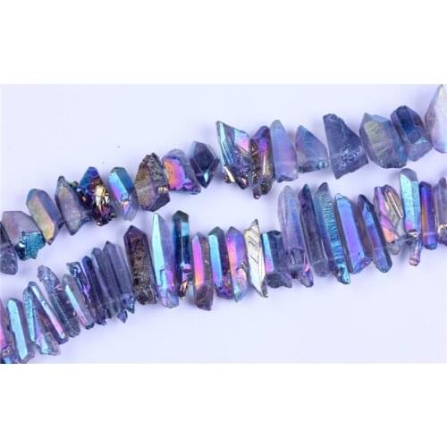 1 Strand Titanium Rock Sticks Point Spike Drill Briolette Bead Raw Stone Top Drilled Electroplated Druzy Pendant for Making