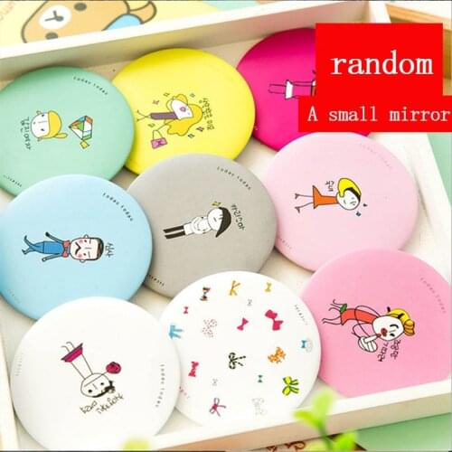 1pc Cartoon Anti-fall Portable Small Mirror Cute Girls Makeup Mirror Pocket Mirror for Beauty Tools
