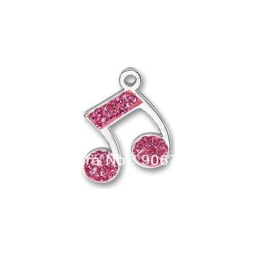 100pcs a lot fashion pave pink music note jewelry charms