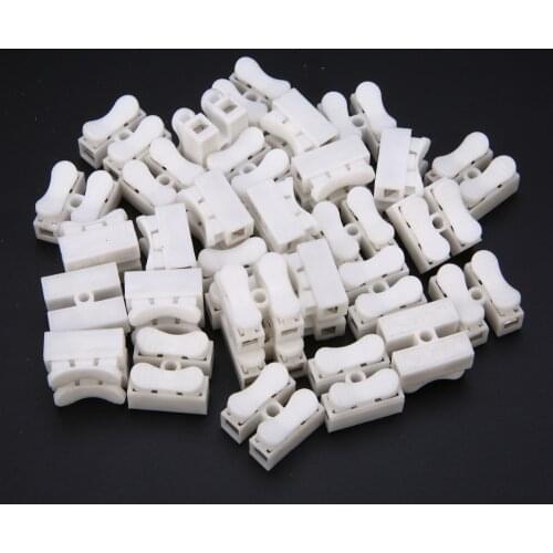 30pcs 2Pins CH2 Electrical Cable Connectors White Quick Splice Lock Wire Terminals Set