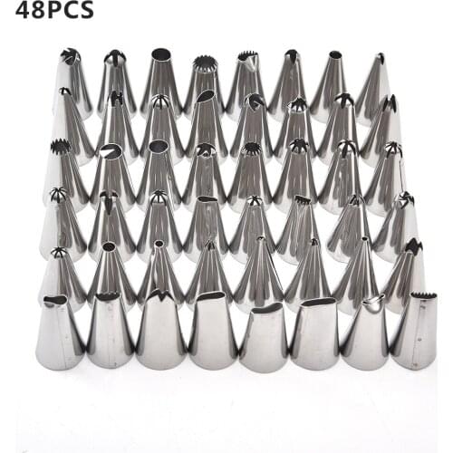 48pcs/set Cake Decorating High Quality Stainless Steel Icing Piping Nozzles Pastry Tips Set Cake Baking Tools