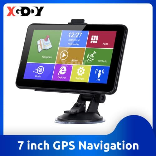 XGODY 7 Inch Car GPS Navigation Android 2 in 1 Truck GPS Navigator Navitel 512MB+16GB Bluetooth Sat Nav 2020 Americas Europe Map