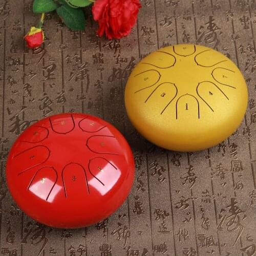 Tongue Drum 6 Inch 8 Tune Steel Tongue Drum Set With Drumstick Finger Cots Drum Bag Drumstick Stand Instruments Accessories