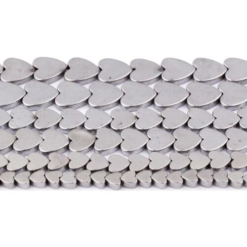 4/6/8/10mm Natural Hematite Beads Heart Silver Smooth LooseStone Beads For DIY Necklace Bracelets Jewelry Making Strand 15"