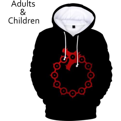 Black 3D print The Seven Deadly Sins Hoodies Men Women Sweatshirts Fashion Autumn Kids Hoodie 3D The Seven Deadly Sins pullovers