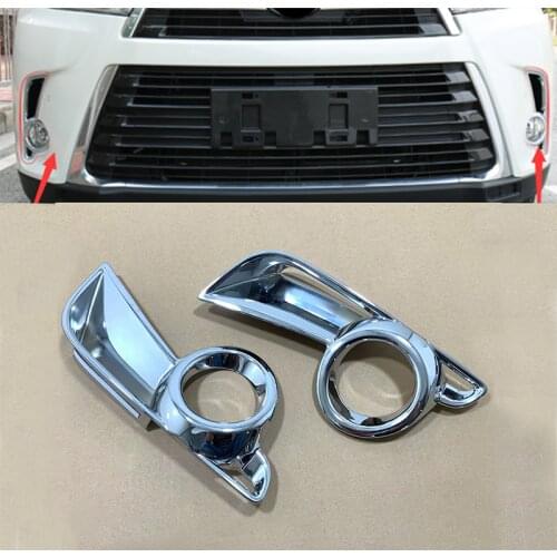 For Toyota Highlander 2018 2019 ABS Chrome Front Reflector Fog Light Lamp Cover Sticker Decoration Trim Accessories 2 Pcs/lot