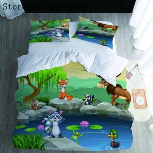 Home Textiles Luxury Animal Quilt Cover Children Bed Linens Comforter Bedding Set 229*229 3D Cartoon Printing Duvet Cover Set