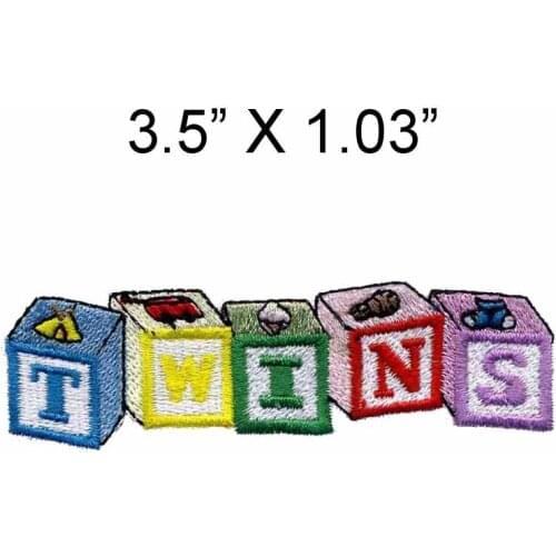 TWINS texts 3.5"wide embroidery patch for candy colors/beautiful/colorful