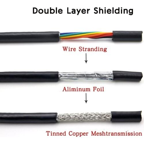 UL2464 Shielded Wire 26 AWG Audio Headphone Signal Cable 6Cores 1Meter