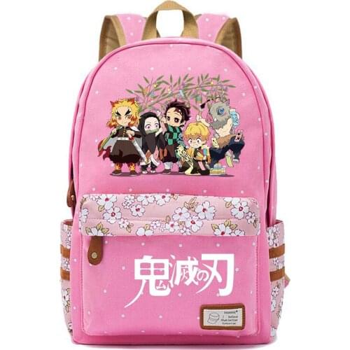 Anime Demon Slayer Canvas Backpack Casual Schoolbag Teenger Packsack High Quality Mochila Unisex Student Travel Laptop Bag