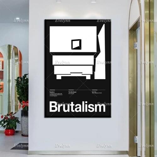 Brutalist NYC Whitney Museum Architecture New York Poster,Modernism Helvetica Swiss Black And White Home Decor Wall Art Canvas