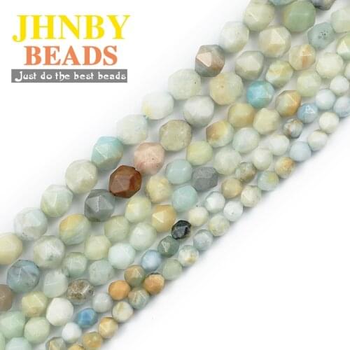 JHNBY AAA Natural Big Faceted Amazonium Stone 6/8/10MM spacers Loose beads for Jewelry making DIY bracelets necklace accessories
