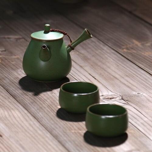 Chinese tea set one pot two cups kung fu set kiln matte white glaze gourd pot ceramic pot gift Japanese style teapot and cup