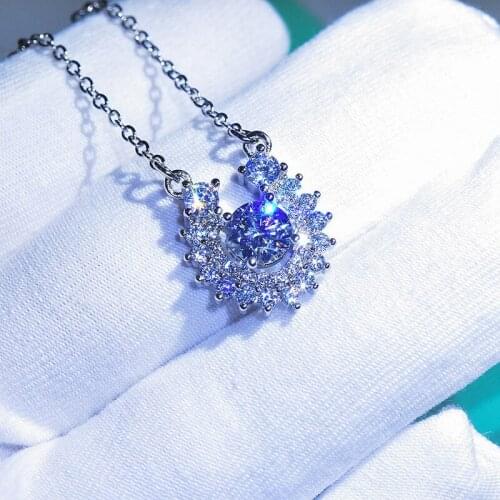 KOFSAC Latest Necklace 925 Sterling Silver Jewelry For Women Shiny Zircon Round Horseshoe Necklaces Lady Valentines Day Gifts