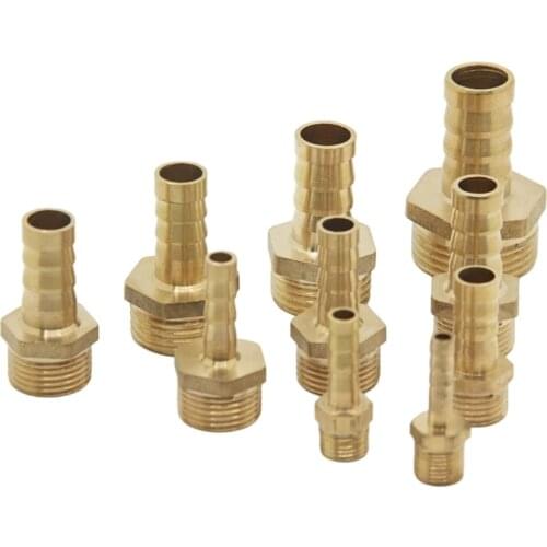 Brass Pipe Fitting 4mm 6mm 8mm 10mm 12mm Hose Barb Tail 1/8" 1/4" 1/2" 3/8" BSP Male Connector Joint Copper Coupler Adapter