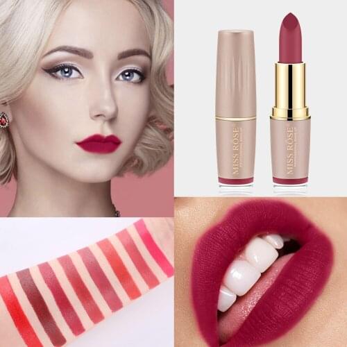 Hot Selling MissRose Matte Lipstick Red Waterproof MISS ROSE Brands Bullet Lipsick 4 Colors Moisturizing Cosmetic Gift