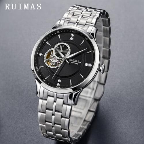 RUIMAS Men Luxury Business Mechanical Watch Top Fashion Casual High Quality Analog Wristwatches Clock Montre Homme With NH39