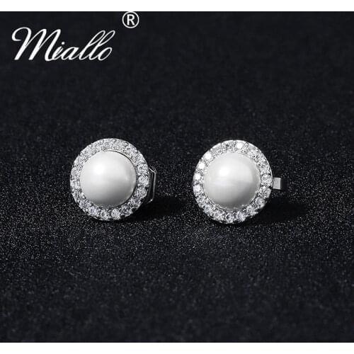 Miallo Fashion Pearl Clip On Earrings for Women Accessories Silver Color Rhinestone Bridal Wedding Earring Party Jewelry Gifts