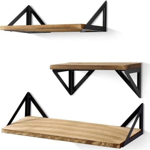 Floating Shelves Wall Mounted, Rustic Wood Wall Shelves Set of 3 for Bedroom, Bathroom, Living Room, Kitchen