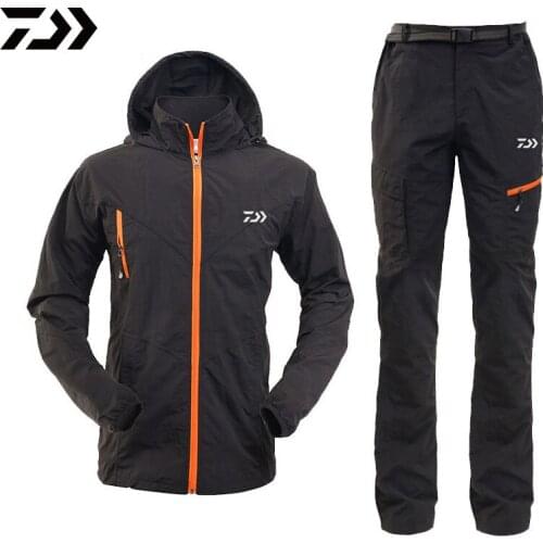 New DAIWA DAWA Fishing Clothing Set Top Quality Summer Autumn Quick Dry Breathable Fishing Shirts And Pants Man Hooded Jackets