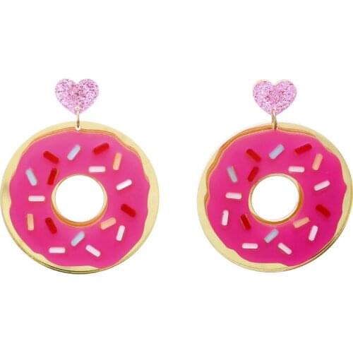 New Acrylic Food Big Pendant Watermelon Doughnut Earrings For Women Cute Romantic Long Popsicle Ice Cream Heart Earring Jewelry